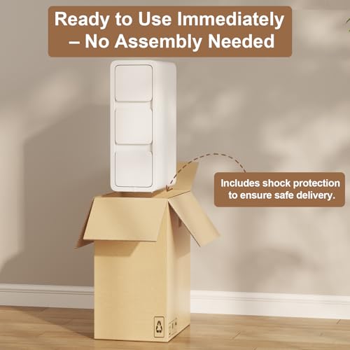 AQIMUELE Narrow Bedside Table with 3 Drawers, No Installation, Leather Surface, Bedside Table for Bedroom Living Room, Width 20cm (White)