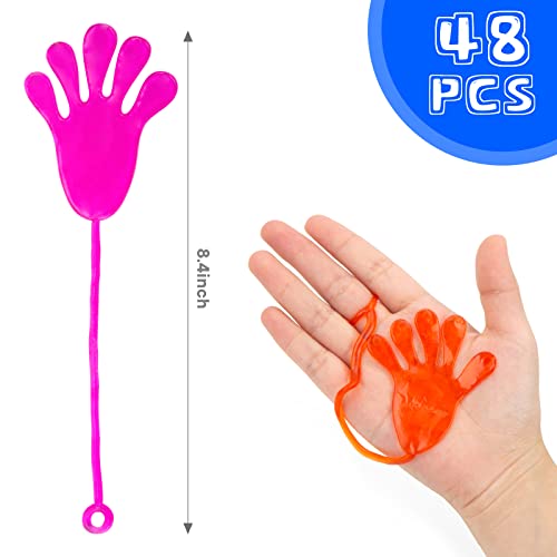 Shindel Sticky Hand Toys, 48PCS Stretchy Toys Bulk Sticky Fingers Toy Set Colorful Stretchy Sticky Geckos for Kids Halloween Trick or Treat Toys Birthday Party Favors