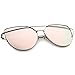zeroUV Oversize Metal Frame Thin Temple Color Mirror Flat Lens Aviator Sunglasses 62mm (Gold/Pink Mirror)