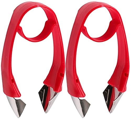 LATRAT Set of 2 Strawberry Huller Stunk Remover Vegetable Corer Remover Fruit Vegetable Potato Eye Handle Remover Stainless Steel Kitchen Aid Cooking Accessories Kitchen Tool 9.5 x 2 cm (Red)