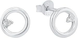 Amor Ohrstecker 925 Sterling Silber Damen Ohrschmuck, mit Zirkonia synth., 0,8 cm, Silber, Kommt in Schmuck Geschenk Box.