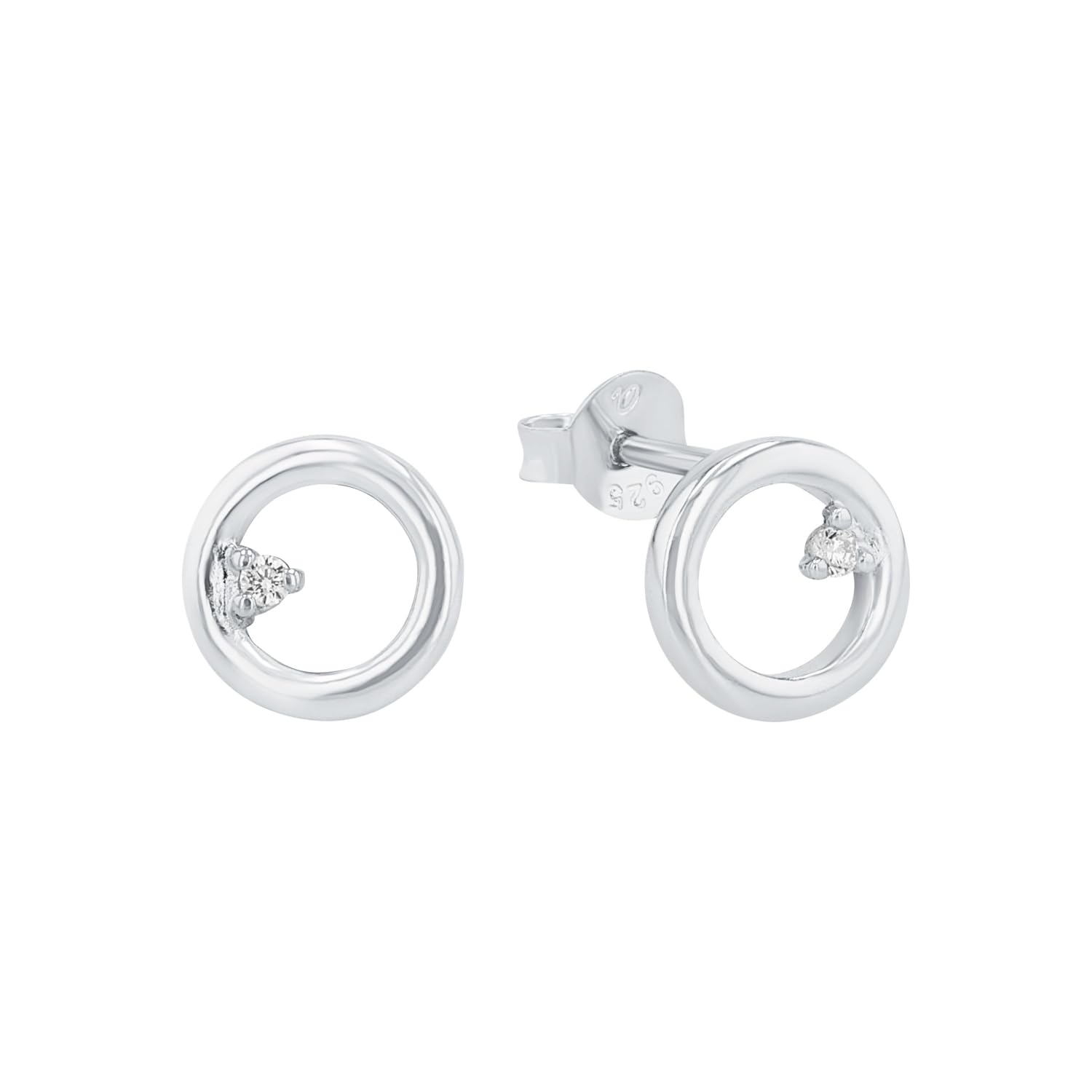 Amor Stud Earrings 925 Sterling Silver Ladies Earrings, With Cubic Zirconia Synth, 0.8 Cm, Silver, Comes In Jewelry Gift Box, 2026260