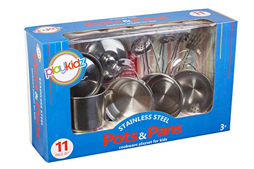 image for Playkidz: Super Durable 11 Piece Stainless Steel Pots and Pans Cookwar