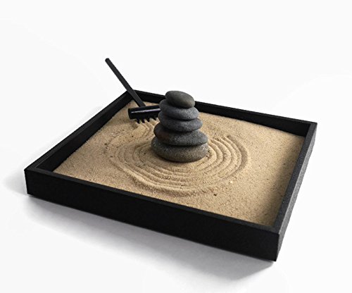 Stacking Stones Zen Garden Desktop Gift Ideas for Office Decor Relaxing Desk Accessories - Handmade Natural Mini Zen Garden Kit with Stackable Rocks Nature Decor for Relaxation and Stress Reduction