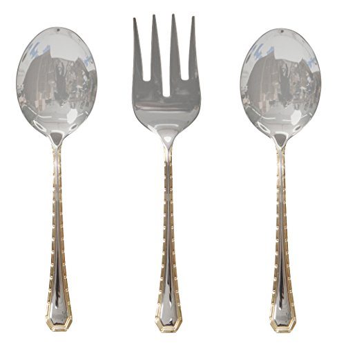 75-Piece Luxury Flatware Set Silverware Dining Service for 12, 24K Gold-Plated Premium 18/10 Stainless Steel, Flatware Storage Box Chest Case for Spoons Forks Knives w/Hostess Serving Set (Prestige)