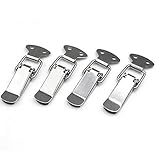 Pixnor 4pcs Stainless Steel Spring Loaded Toggle Case Box Chest Trunk Latch Catches Hasps Clamps (Silver)