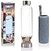 Crystal Water Bottle Elixir Set | Includes Authentic Smoky Quartz & Clear Quartz Healing Crystals | Black Neoprene Sleeve | Drink Gem Infused Water On The Go