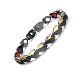 Titanium Magnetic Therapy Bracelet for Women Pain Relief for Arthritis and Carpal Tunnel Gold Black Two Tone