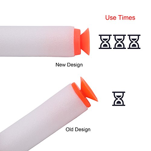 EKIND 200 Pcs Suction Darts Refill Pack Foam Bullet Compatible for NERF N-Strike Series Blaster (Glow at Dark, White)