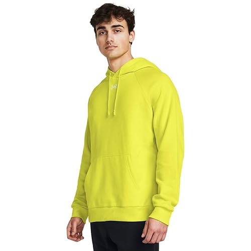 Under Armour Men's Rival Fleece Hoodie, (738) Flash Light / / White, Medium Tall