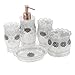 LAGUTE 5PCS Vintage Classic Luxury Bathroom Bath 3D Decor Accessories Collection Set for Hotel & Home with Soap dispenser, Toothbrush Holder, Toothbrush Cup, Soap Dish (White)