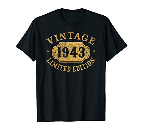 1943 77 years old 77th Birthday Gift Idea Limited Vintage T-Shirt