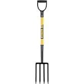 Truper Tru Pro 4-Tine Spading Fork, 30-Inch Heavy-Duty Fiberglass Handle with D-Grip, Professional Forged Steel Digging and Aerating Tool (Model BJ-4F / 30299)