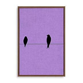 Framed Canvas Wall Art for Living Room, Bedroom Birds on Wire Illustration VI Canvas Prints for Home Decoration Ready to Hang - 16x24 inches