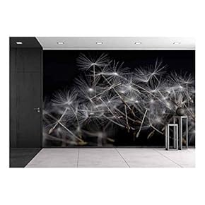 Dandelion Seeds. Many Dandelion Seeds Closeup Feather Flower. - Removable Wall Mural | Self-Adhesive Large Wallpaper - 66x96 inches