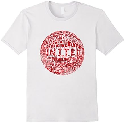 Mens Manchester United - Red Typography Print t-shirt Medium White