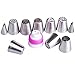 Russian Piping Tips 22 Piece Baking Set with 8 Nozzle Tips, 2 Regular Piping Tips,10 Disposable Pastry Bags,1 Coupler and 1 Reusable Silicone Pastry Bag,by Mooker