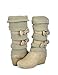 Dream Pairs Women Knit Sweater Winter Fur Wedge Boots Black