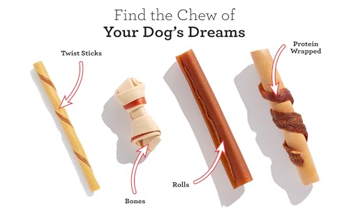 DREAMBONE TWIST STICKS, MADE WITH REAL BACON AND CHEESE FLAVOR, RAWHIDE-FREE CHEWS FOR DOGS, 50 COUNT