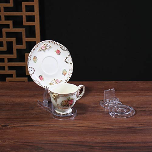 Hipiwe Acrylic Tea Cup Saucer Display Stands Clear Dinnerware Display