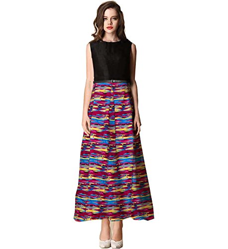 royal export women's multicolor crepe & taffeta printed gown