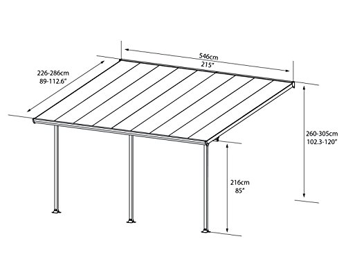 Canopia by Palram Terrassenüberdachung Alu Feria 3x5.46 Polycarbonat Hohlkammerplatten Pergola 546 x 300 cm Weiss zur Überdachung ihrer Terrasse – Bild 4