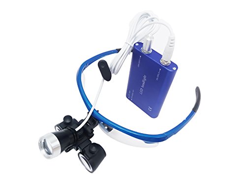 Dental Surgical Binocular Loupes 2.5X420mm Optical Glass + 3W LED HeadLight Blue by Purple-Violet