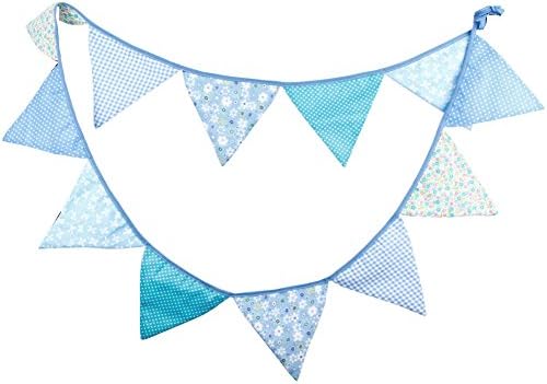 Kingmerlina Multicolor Fabric Party Banner,Outdoor&amp;Indoor Hanging Bunting Decoration for Baby Shower Birthday Wedding and Party Blue