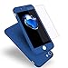 iPhone 7 Case, Coocolor 360 Degree All-Around Ultra Thin Full Body Coverage Protection Dual Layer Hard Slim Case + Tempered Glass Screen Protector for iPhone 7 (Blue)