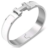 Buckle Bangle Bracelet 12MM Color Siver/White