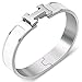 Buckle Bangle Bracelet 12MM Color Siver/White
