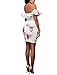 CoCo Fashion Women's One Off Shoulder Floral Printed Ruffle Chest Bodycon Midi Dress (Medium, Style 3)