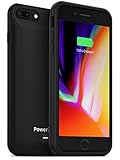 PowerBear iPhone 7 Plus Battery Case/iPhone 8 Plus Battery Case [7200mAh] Music and Data Transfer | High Capacity Rechargeable Charger Pack (Up to 265% Extra Battery) - Black [24 Month Warranty]