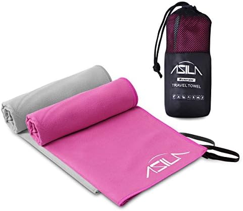 ASILA Microfiber Travel Towel (Pack-2), Quick Drying,Absorbent Fitness Towel for Swimming,Travel,Sports,Camping,Beach,Bath,Yoga & Other Outdoor Sports