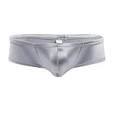 iEFiEL Mens Cap Cover Bulge Pouch Low Rise Mini Bikini Briefs Lingerie Underwear Silver XXL