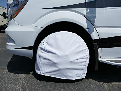 Dumble White RV Tire Covers Set of 2 for 24" to 26" Inch Tires - Camper Wheel Covers, Wheel Protector 2-Pack