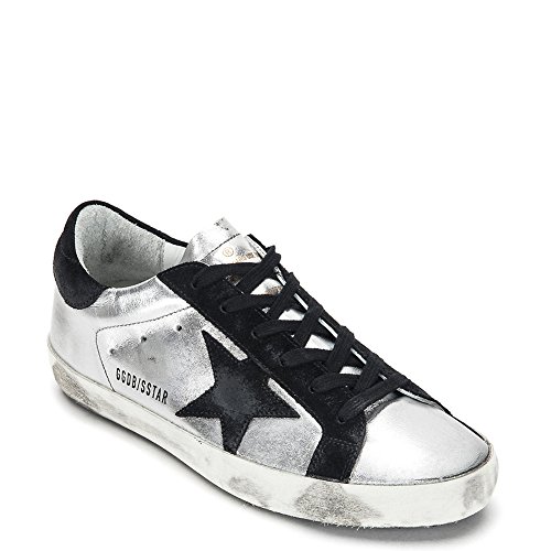 silver and black golden goose