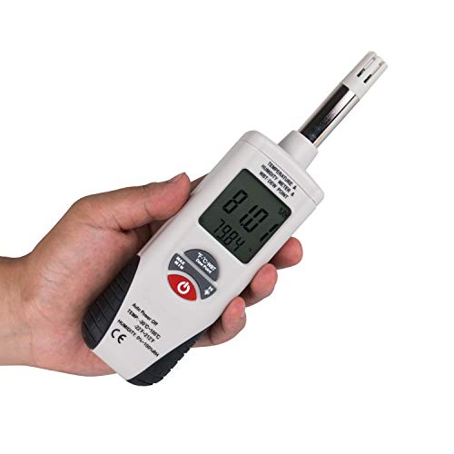 Digital Psychrometer - Handheld Backlight Temperature Humidity Meter Gauge with Dew Point and Wet Bulb Temperature - Battery Included, M350