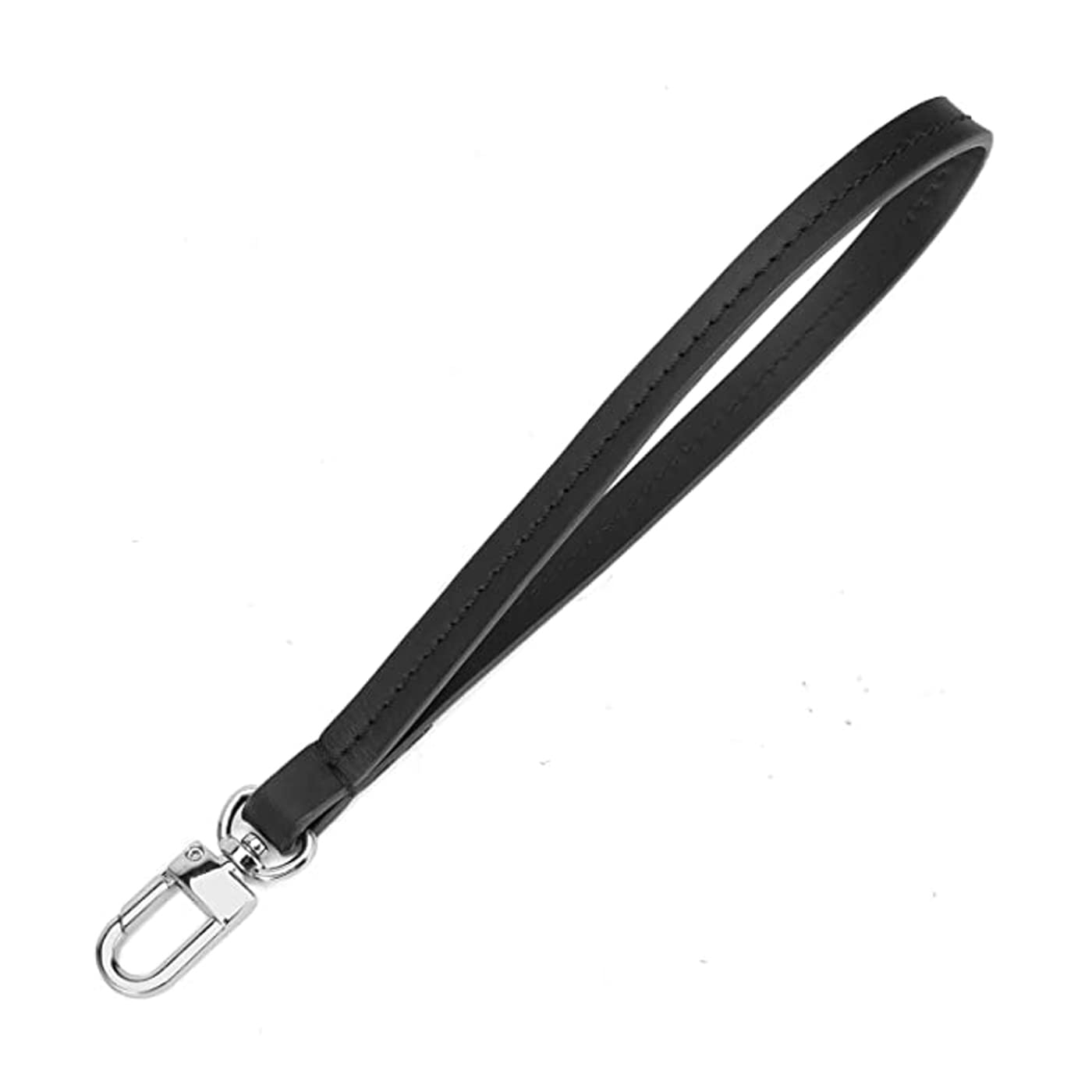 Senral Genuine Leather Wrist Strap Hands-Free Wristlet Hand Strap Replacement with Buckle for Purse Wallet Clutch Keychain (Black Wristlets Silver Clasp)