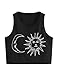 SweatyRocks Women's Casual Sleeveless Round Neck Workout Crop Tank Top Shirts Sun Black M