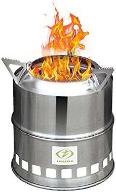 INLINS Wood Burning Camping Stove, Portable Lightweight Stainless Steel Backpacking Stove for Outdoor Camping, Cooking