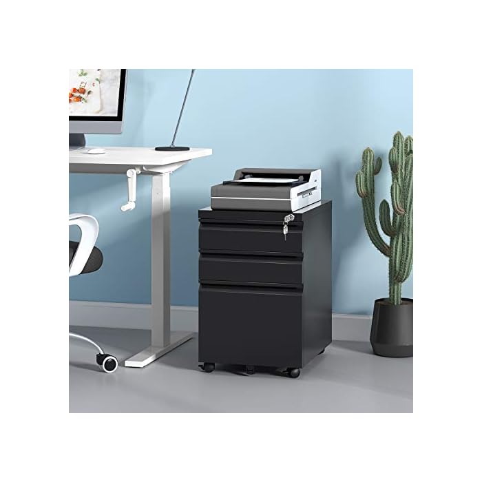 DEVAISE 3 Drawer Mobile File with Lock, Fully Assembled Except