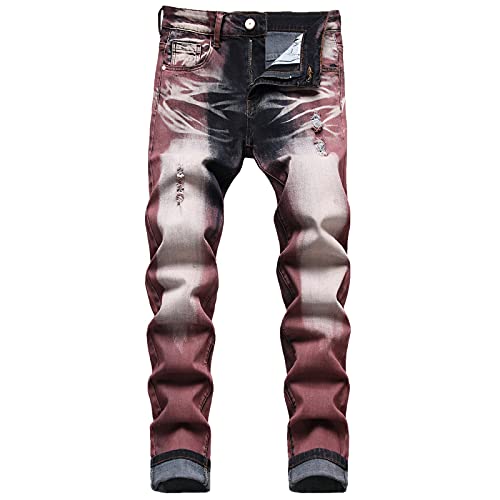 JUNBAOSS Men's Slim Fit Stretch Jeans Ripped Skinny Jeans for Men, Distressed Straight Leg Fashion Comfort Flex Waist Pants