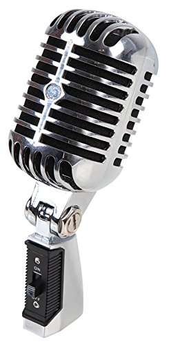 STELLAR LABS 50s Style Retro Dynamic Microphone – Chrome Vintage Stage Mic with Unidirectional Pickup & XLR Connection – 35‑7030