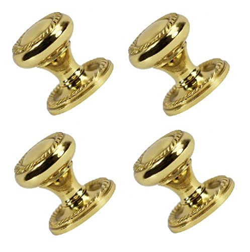 TERF® 30mm Traditional Georgian Polished Brass Cabinet Door Knobs 30mm Chest Drawer Cupboard Kitchen Wardrobe Door Pull Handle Knobs with Fixing Screw for Use Home and Office - Pack of 4