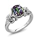 Gem Stone King 2.30 Cttw Mystic Green Topaz Ring For Women | 925 Sterling Silver | Oval 9X7MM | Gemstone Birthstone | Available In Size 5, 6, 7, 8, 9