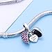 I Love You Heart Charm 925 Sterling Silver Dangle Bead Crystal Valentine's Day Gifts Fits Pandora European Bracelet Necklace(Fushcia -1)