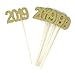 8 pack of Double Sided Gold Glitter 2019 Centerpiece Sticks in Various Colors for DIY Graduation and New Years Decor (Gold)