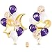 Ramadan Kareem Happy Ramadan Balloons; Eid Moon Star Balloons, Purple Ramadan Balloon Bouquet Kit for welcoming Ramadan