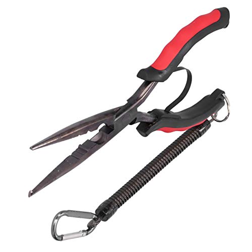 Vbestlife L-Zange Werkzeug, Angelhaken entfernen Drahtschneider Angelzange mit Anti-Lost-Seil für Angelausrüstung